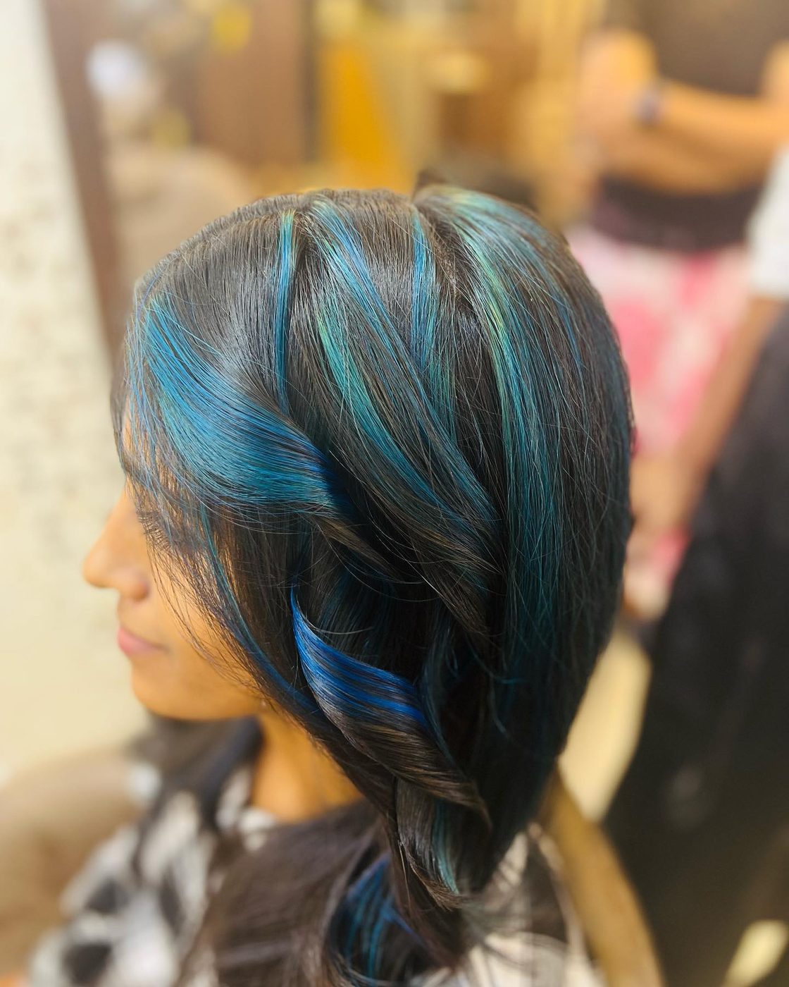 Cobalt blue highlights, side profile