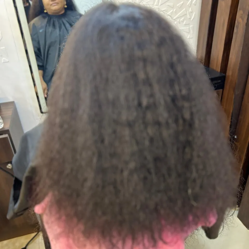 Hair before smoothening treatment